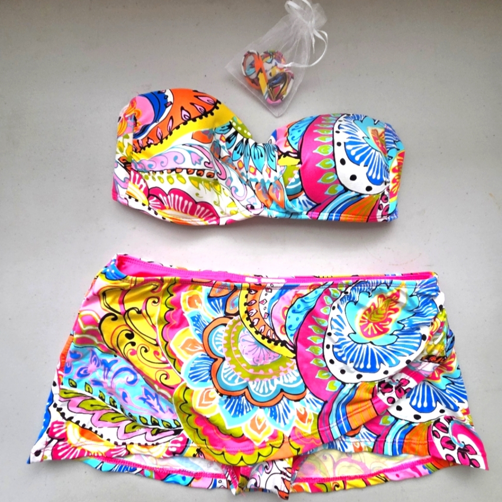 Anne Cole Multicolor Bandeau Bikini